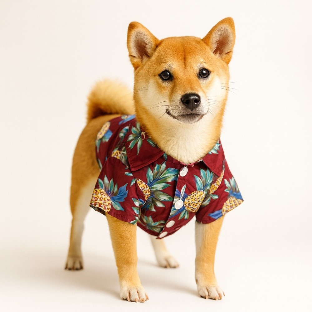 Lot of 2 Hawaiian Dog‎ Shirts Pineapple Print, Labeled L – See Measurements
